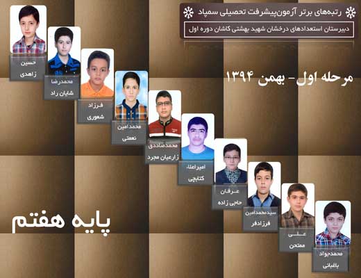 10 رتبه برتر پیشرفت تحصیلی سمپاد